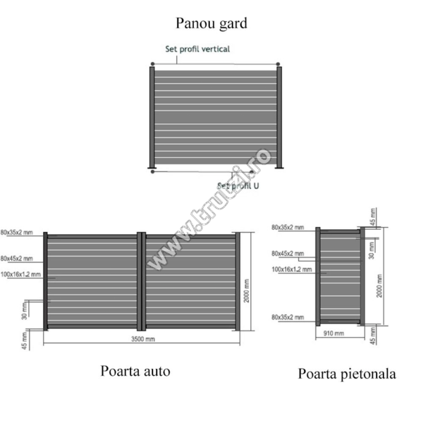 16010 30x30MM, H 1920MM, PILKAS RAL 7016 - Image 2