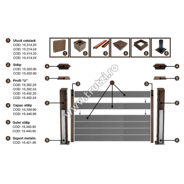 1542090 WPC POST 90x90x2000mm, TAMSIAI RUDA - Image 2